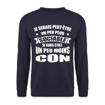 SOCIABLE AUX MOINS CONS - Sweat-shirt Unisexe - marine - Devant - Alina (178cm) & Michal (187cm)