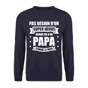 PAPA SUPER-HÉROS - Sweat-shirt Unisexe - marine - Devant - Alina (178cm) & Michal (187cm)