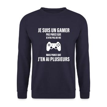 JE SUIS UN GAMER - Sweat-shirt Unisexe - marine - Devant - Alina (178cm) & Michal (187cm)