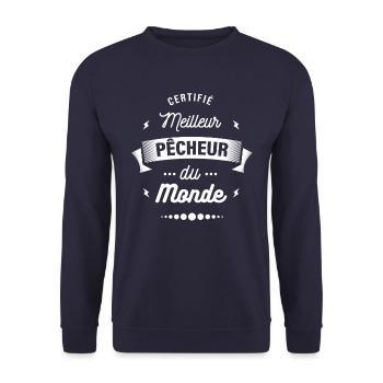 CERTIFIÉ MEILLEUR PÊCHEUR - Sweat-shirt Unisexe - marine - Devant - Alina (178cm) & Michal (187cm)