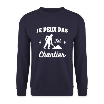 JE PEUX PAS J'AI CHANTIER - Sweat-shirt Unisexe - marine - Devant - Alina (178cm) & Michal (187cm)