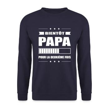 BIENTÔT PAPA POUR LA DEUXIÈME FOIS - Sweat-shirt Unisexe - marine - Devant - Alina (178cm) & Michal (187cm)