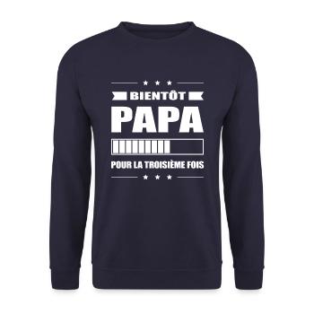 BIENTÔT PAPA POUR LA TROISIÈME FOIS - Sweat-shirt Unisexe - marine - Devant - Alina (178cm) & Michal (187cm)
