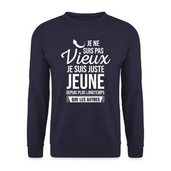JE NE SUIS PAS VIEUX - Sweat-shirt Unisexe - marine - Devant - Alina (178cm) & Michal (187cm)