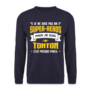 TONTON SUPER-HÉROS - Sweat-shirt Unisexe - marine - Devant - Alina (178cm) & Michal (187cm)