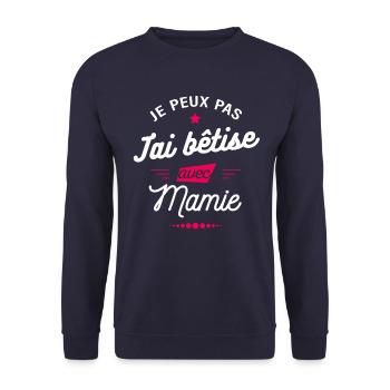 JE PEUX PAS J'AI BÊTISE AVEC MAMIE - Sweat-shirt Unisexe - marine - Devant - Alina (178cm) & Michal (187cm)