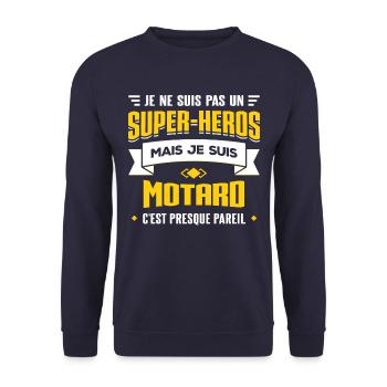 SUPER-HÉROS MOTARD - Sweat-shirt Unisexe - marine - Devant - Alina (178cm) & Michal (187cm)