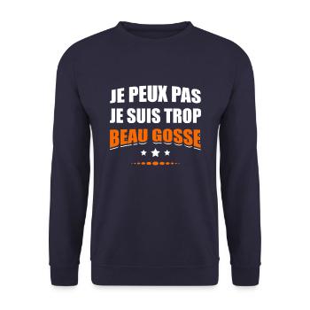 JE PEUX PAS JE SUIS TROP BEAU GOSSE - Sweat-shirt Unisexe - marine - Devant - Alina (178cm) & Michal (187cm)