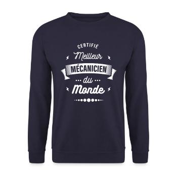 CERTIFIÉ MEILLEUR MÉCANICIEN DU MONDE - Sweat-shirt Unisexe - marine - Devant - Alina (178cm) & Michal (187cm)