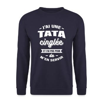 J'AI UNE TATA CINGLÉE - Sweat-shirt Unisexe - marine - Devant - Alina (178cm) & Michal (187cm)