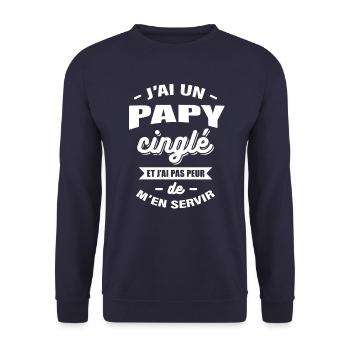 J'AI UN PAPY CINGLÉ - Sweat-shirt Unisexe - marine - Devant - Alina (178cm) & Michal (187cm)