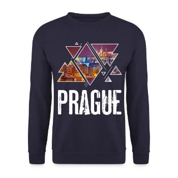 Prague Prag Tschechien Czech Skyline Stadt City - Unisex Pullover - Navy - Vorne - Alina (178cm) & Michal (187cm)