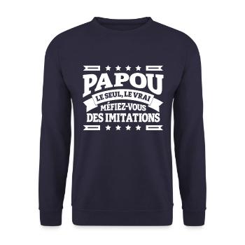PAPOU - Sweat-shirt Unisexe - marine - Devant - Alina (178cm) & Michal (187cm)