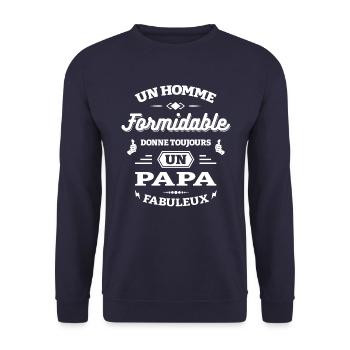 HOMME FORMIDABLE - PAPA FABULEUX - Sweat-shirt Unisexe - marine - Devant - Alina (178cm) & Michal (187cm)