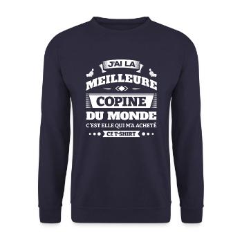 J'AI LA MEILLEURE COPINE DU MONDE - Sweat-shirt Unisexe - marine - Devant - Alina (178cm) & Michal (187cm)