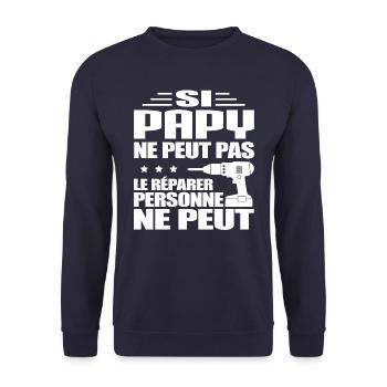 BRICOLAGE - PAPY BRICOLEUR - Sweat-shirt Unisexe - marine - Devant - Alina (178cm) & Michal (187cm)