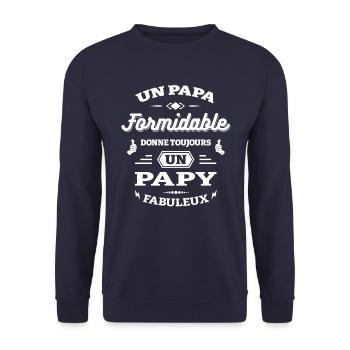PAPA FORMIDABLE - PAPY FABULEUX - Sweat-shirt Unisexe - marine - Devant - Alina (178cm) & Michal (187cm)