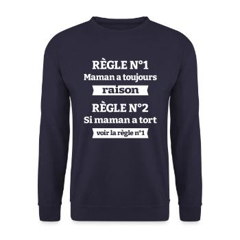 MAMAN A TOUJOURS RAISON - Sweat-shirt Unisexe - marine - Devant - Alina (178cm) & Michal (187cm)