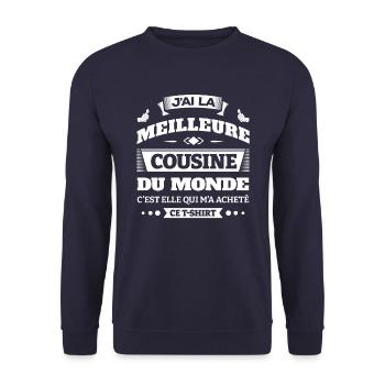 J'AI LA MEILLEURE COUSINE DU MONDE - Sweat-shirt Unisexe - marine - Devant - Alina (178cm) & Michal (187cm)