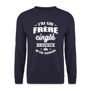 J'AI UN FRÈRE CINGLÉ - Sweat-shirt Unisexe - marine - Devant - Alina (178cm) & Michal (187cm)