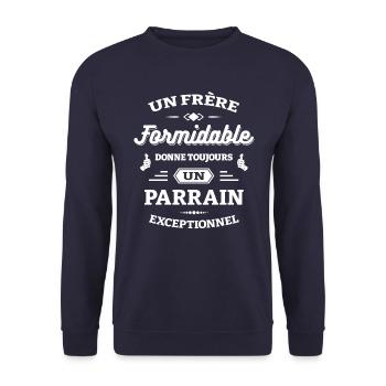 FRÈRE FORMIDABLE - PARRAIN EXCEPTIONNEL - Sweat-shirt Unisexe - marine - Devant - Alina (178cm) & Michal (187cm)