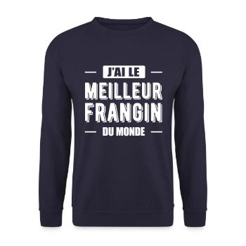 J'AI LE MEILLEUR FRANGIN DU MONDE - Sweat-shirt Unisexe - marine - Devant - Alina (178cm) & Michal (187cm)
