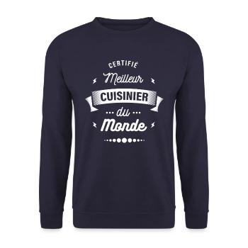 CERTIFIÉ MEILLEUR CUISINIER DU MONDE - Sweat-shirt Unisexe - marine - Devant - Alina (178cm) & Michal (187cm)