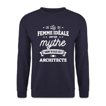 LA FEMME IDÉALE EST UNE ARCHITECTE - Sweat-shirt Unisexe - marine - Devant - Alina (178cm) & Michal (187cm)