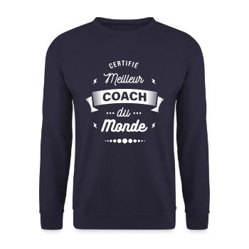 CERTIFIÉ MEILLEUR COACH DU MONDE - Sweat-shirt Unisexe - marine - Devant - Alina (178cm) & Michal (187cm)