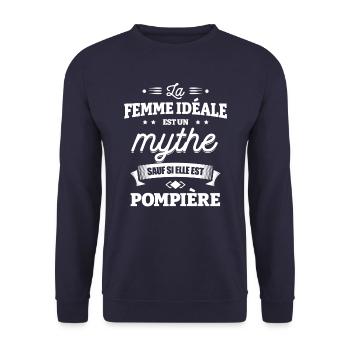 LA FEMME IDÉALE EST POMPIÈRE - Sweat-shirt Unisexe - marine - Devant - Alina (178cm) & Michal (187cm)