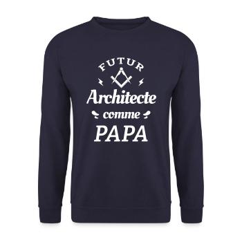 FUTUR ARCHITECTE COMME PAPA - Sweat-shirt Unisexe - marine - Devant - Alina (178cm) & Michal (187cm)