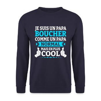 PAPA BOUCHER - Sweat-shirt Unisexe - marine - Devant - Alina (178cm) & Michal (187cm)