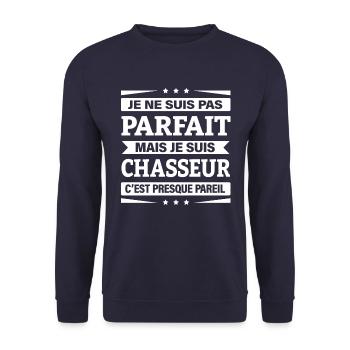 JE SUIS CHASSEUR - Sweat-shirt Unisexe - marine - Devant - Alina (178cm) & Michal (187cm)