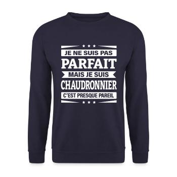 JE SUIS CHAUDRONNIER - Sweat-shirt Unisexe - marine - Devant - Alina (178cm) & Michal (187cm)