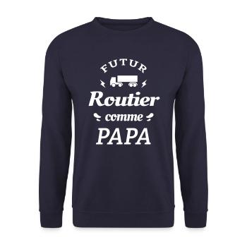 FUTUR ROUTIER COMME PAPA - Sweat-shirt Unisexe - marine - Devant - Alina (178cm) & Michal (187cm)