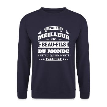 J'AI LE MEILLEUR BEAU FILS DU MONDE - Sweat-shirt Unisexe - marine - Devant - Alina (178cm) & Michal (187cm)