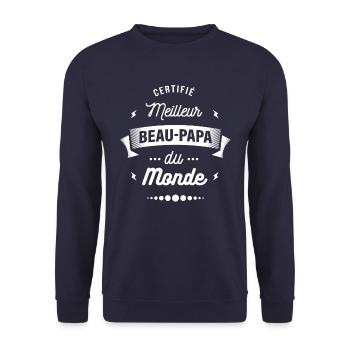 CERTIFIÉ MEILLEUR BEAU PAPA DU MONDE - Sweat-shirt Unisexe - marine - Devant - Alina (178cm) & Michal (187cm)