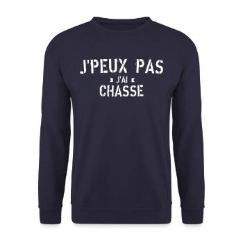 J peux pas j ai Chasse - Sweat-shirt Unisexe - marine - Devant - Alina (178cm) & Michal (187cm)