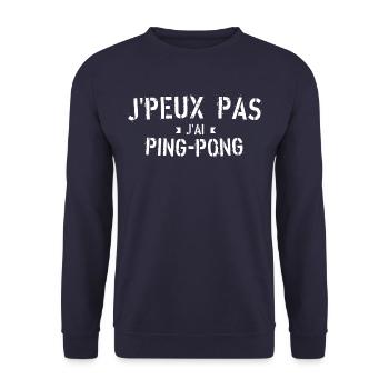 J Peux pas J ai Ping pong - Sweat-shirt Unisexe - marine - Devant - Alina (178cm) & Michal (187cm)