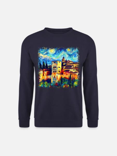 Blick auf die Alhambra im Van-Gogh-Stil - Unisex Pullover - Navy
