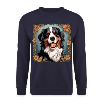 Bernese Mountain Dog Dog Head Dog Retro Design - Unisex Sweatshirt - navy - Front - Alina (178cm) & Michal (187cm)
