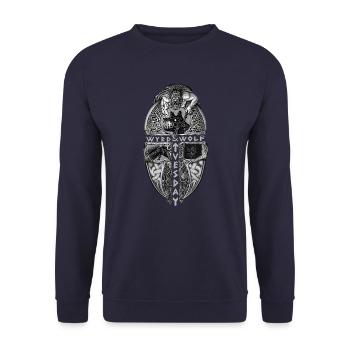 Tyr - Tuesday Wyrd and Wolf - Unisex Sweatshirt - navy - Front - Alina (178cm) & Michal (187cm)