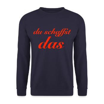 du schaffst das - Unisex Pullover - Navy - Vorne - Alina (178cm) & Michal (187cm)