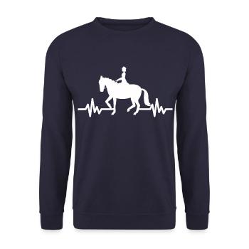 Herzschlag Pferd - Hengst Stute Ross Reitsport - Unisex Pullover - Navy - Vorne - Alina (178cm) & Michal (187cm)