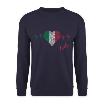 Italy Herz Herzschlag Italien - Unisex Pullover - Navy - Vorne - Alina (178cm) & Michal (187cm)