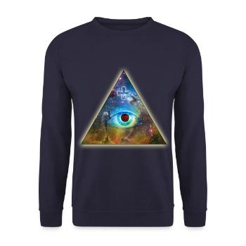 All-Seeing Eye of God - The Eye of God, Cross, - Unisex Sweatshirt - navy - Front - Alina (178cm) & Michal (187cm)