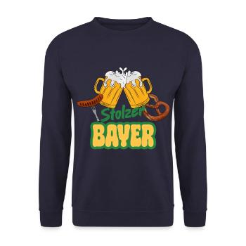 Stolzer Bayer - Beer Pretzel Bratwurst Volksfest - Unisex Sweatshirt - navy - Front - Alina (178cm) & Michal (187cm)