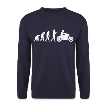 Evo Motorcycle Motorcyclist Biker Evolution - Unisex Sweatshirt - navy - Front - Alina (178cm) & Michal (187cm)