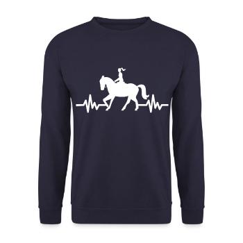 Herzschlag Pferd Hengst Stute Ross Polo - Unisex Pullover - Navy - Vorne - Alina (178cm) & Michal (187cm)