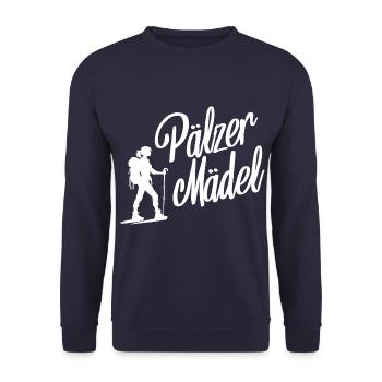 Pälzer Mädel Pfälzerin Pfalz Wandern - Unisex Pullover - Navy - Vorne - Alina (178cm) & Michal (187cm)